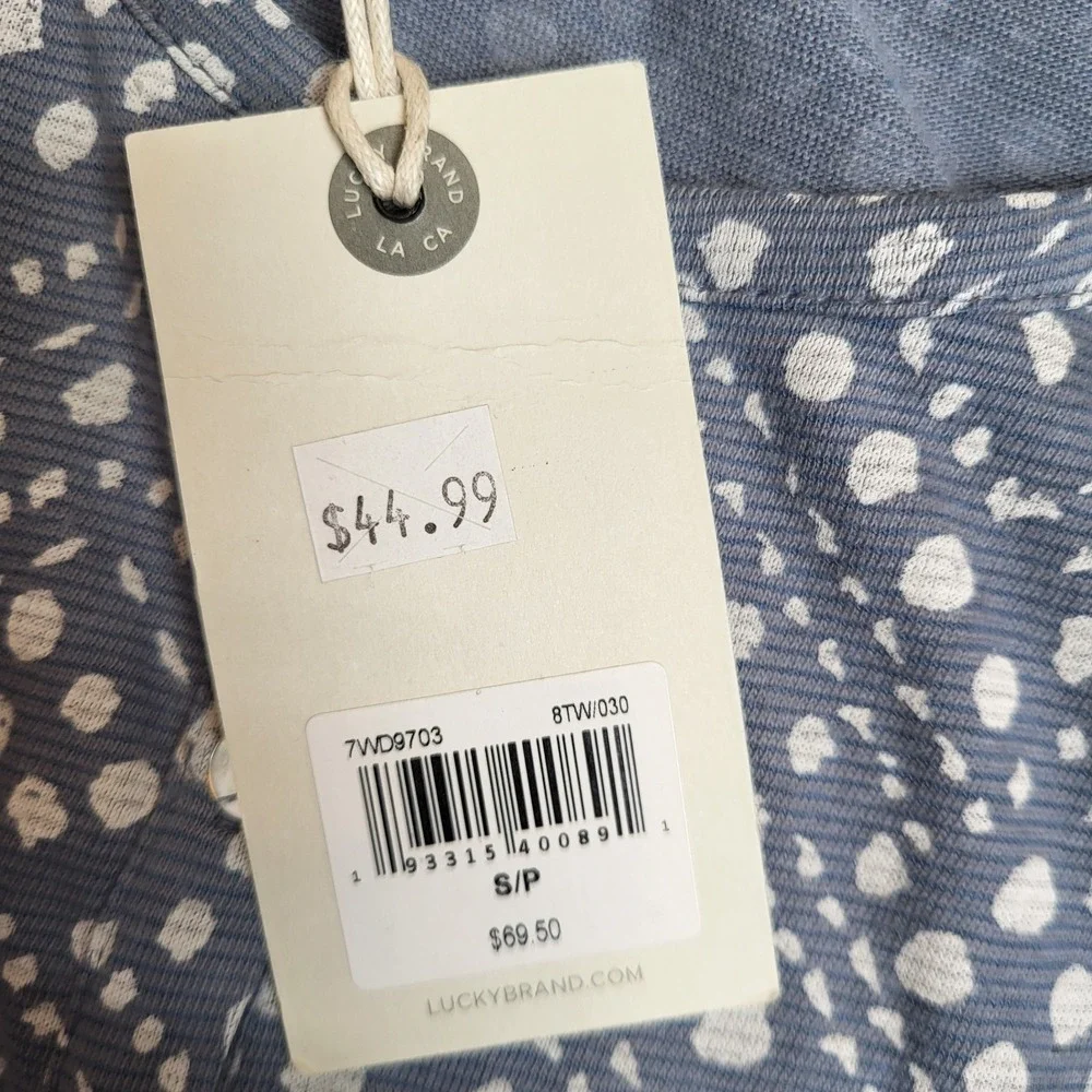 Lucky Brand Brand Dress Women's S/P Blue‎ white Short Sleeve Casual Henley